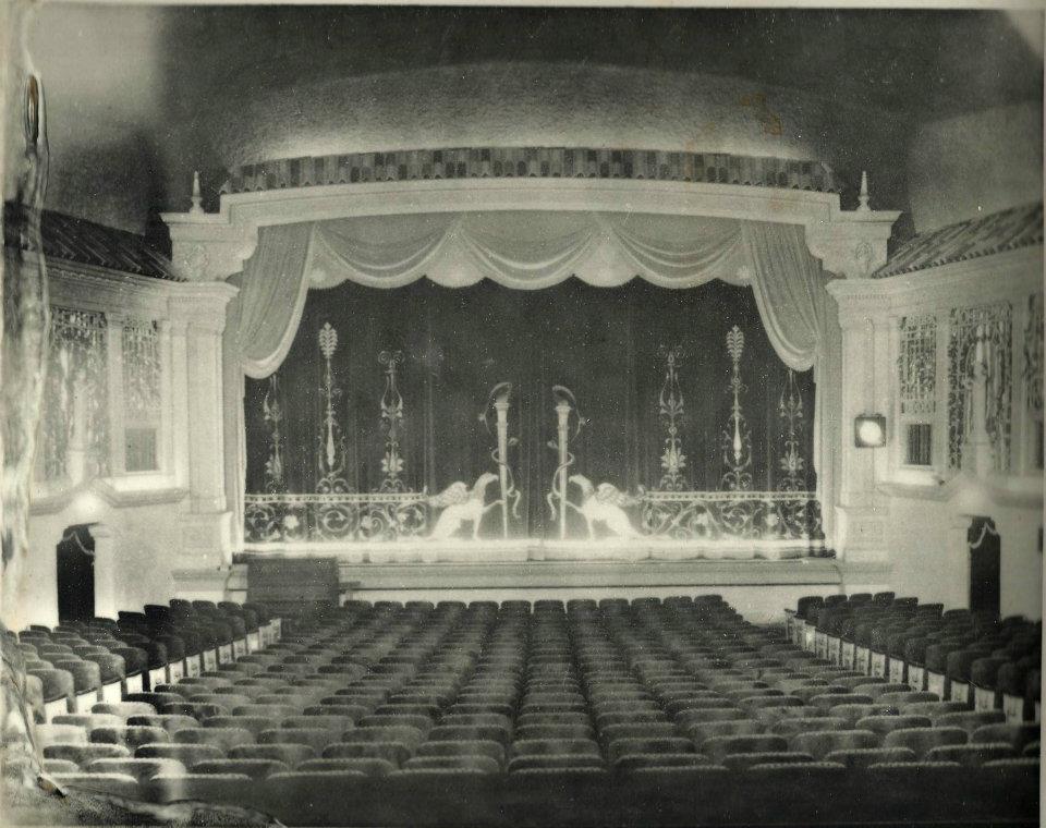 The auditorium and stage of the Texas Theatre in the 1930s